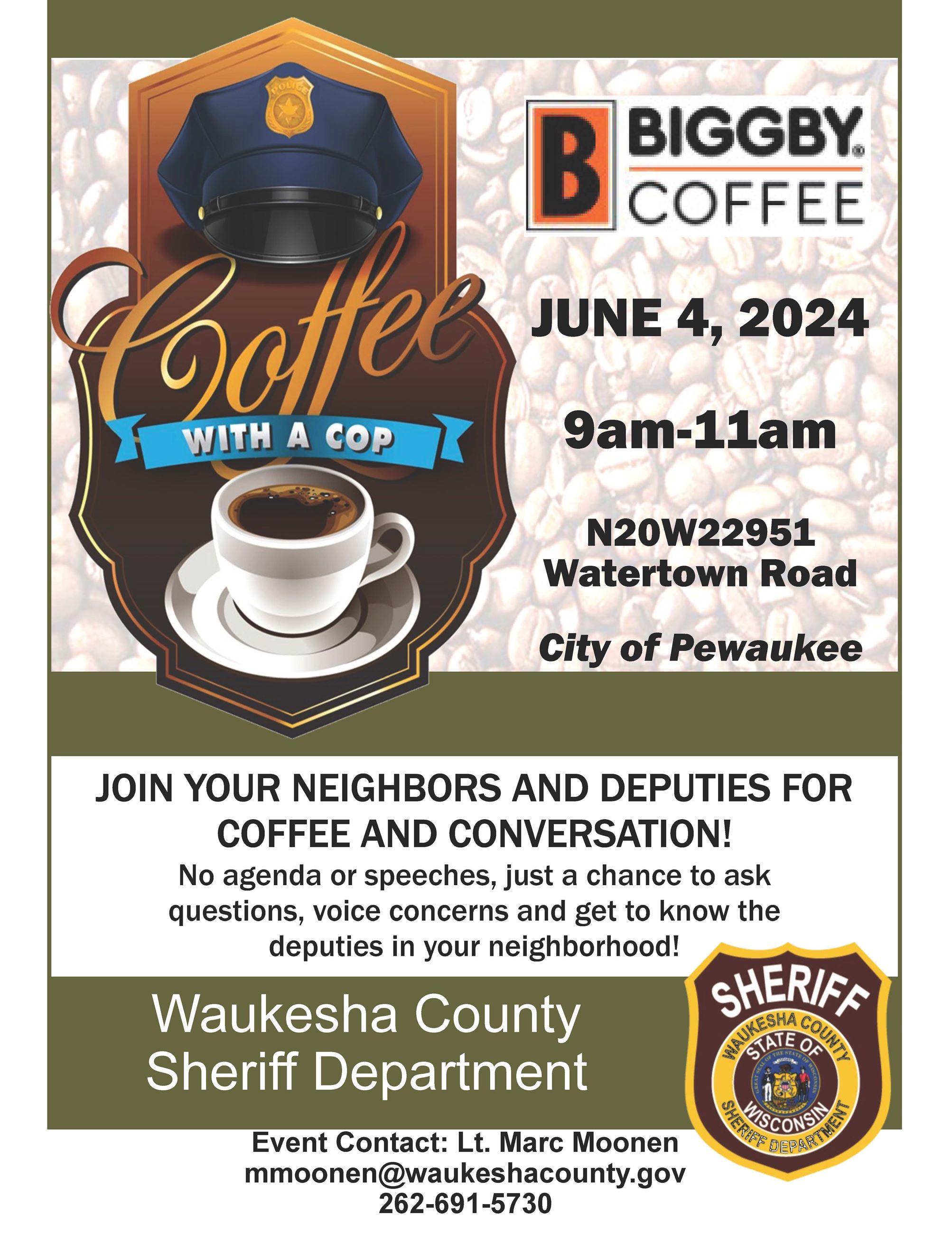Join your neighbors and Deputies for coffee and conversation